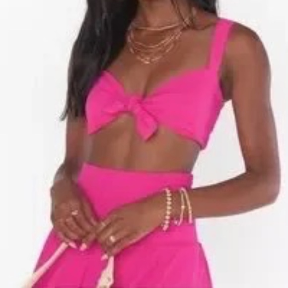 Show Me Your MuMu Bright Pink Kaden Crop Top - Size L - NWT - Picture 1 of 7